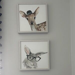 Animal Wall Art Set with Deer and Rabbit